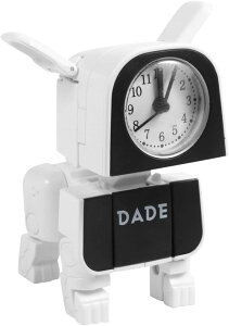 目覚まし時計 置き時計 デジタル おしゃれ 犬機械デザイン グ プレゼント ミニ 子供 女の子 男の子 お祝 卓上 (白色)