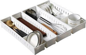 4個セット 引き出し仕切り 引き出し用トレイ 収納トレイ 仕切り板付き お好きにサイズ調整可能 自由組合 奥行き8cm 整理 収納ケース 引き出し カトラリー 文房具 キッチン 下着 工具 化粧品