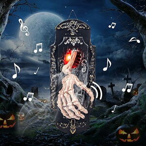 ドアベル ハロウィン飾り 玄関チャイム 呼び出しチャイム スケルトン 手 お化け屋敷 肝試し 小道具 ライト付き 音声付き 電池式 LED ホラー 怖い グッズ 装飾 発光 飾りライト 屋外 室内 電飾