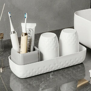 歯ブラシホルダー バスルーム用 歯ブラシオーガナイザー カウンタートップ 歯ブラシ収納用 歯ブラシと歯磨き粉ホルダーセット 3つのスロット付き 歯磨きカップキャディ ファミリー用 ホワ