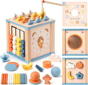 玩具 1歳 おもちゃ 男の子 女の子 知育玩具 木のおもちゃ 1 2 3歳 誕生日プレゼント 知育時計 指先の知育 早期開発 指先訓練 子供おもちゃ 知育ボックス アクティビティキューブ 出産祝い 入