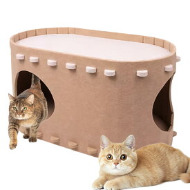 キャットケーブ | フェルト製 折り畳み可能 快適 ペット用品,密閉型 キャットベッド 子猫 トンネル | 睡眠、遊び、休憩、爪とぎ用 小型大型子猫 屋内屋外向け