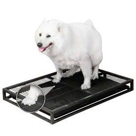 ペット用トイレトレー ワイド 2層構造 犬猫兼用 トイレシート対応 足を清潔に保つ 床保護 小型犬から大型犬まで (,65*45*8) | ステンレス製で耐久性が高く曲がりにくいペット用トイレトレー。