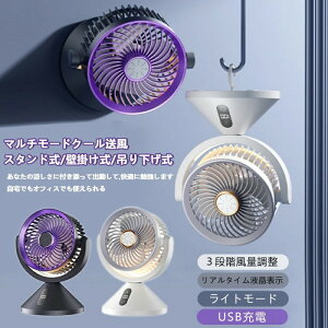 扇風機 3WAY扇風機 卓上扇風機 充電式 壁掛け 吊り下げ サーキュレーター USB充電 100段階風量 ミニファン 静音 スピード充電 熱中症対策 涼しい 静音 冷却サーキュレーター 軽量 コンパクト シ