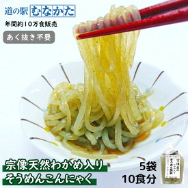 こんにゃく麺 そうめんこんにゃく 10食 1.5kg (2食×5袋) タレ付き 宗像産 天然 わかめ入り 父の日 お中元 ギフト ダイエット フード 食品 敬老の日 蒟蒻 置き換え ダイエット 糖質制限 低カロリー 低GI食 低糖質 糖質オフ ロカボ 福岡 送料無料