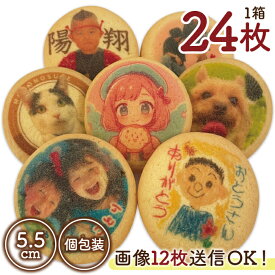 誕生日ケーキ クリスマスケーキ 写真入り クッキー 飾り 名入れ メッセージ オーダー 個包装 オリジナル お菓子 名入れクッキー プリント 1箱24枚入 約5cm エモプリ プチギフト フォト イラスト ロゴ 誕生日 内祝 周年 記念日 お祝い 卒業 入学 入園