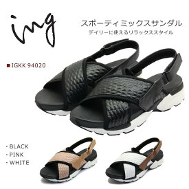 i.ing ing イング レディース サンダル カジュアル バックストラップ IGKK 94020 靴 黒 白 ブラック ピンク ホワイト