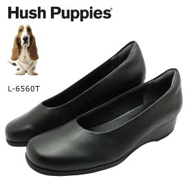 ハッシュパピー レディース ウエッジソール パンプス L-6560T 6560 婦人靴 Hush puppies クロ ブラック