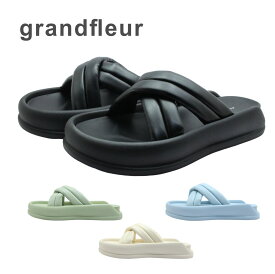 grandfleur グランドフルール レディース ミュール MTS 101 サンダル パデット 履きやすい 脱げにくい 厚底 靴 黒 ブラック グリーン アイボリー ブルー