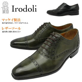 Irodoli イロドリ メンズ IS-2002 ビジネスシューズ カウカーフレザー ストレートチップ メダリオン 3E 本革 革靴