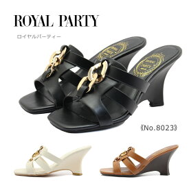 ROYAL PARTY ロイヤルパーティー レディース ミュール 8023 サンダル ウェッジ 靴 黒 白 ブラック ホワイト ブラウン