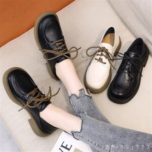 シ きれいめ 大人可愛い 可愛い 合皮 革 レザー フェイクレザー レースアップ 編み上げ ラウンドトゥ 丸トゥ ローヒール 3色 靴