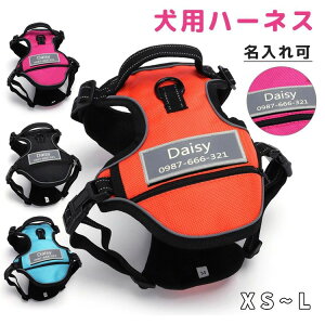 ハーネス 名前 胴輪 名入れ 迷子防止 名前入り おしゃれ 負担が少ない マジックテープ 夜間反射テープ 抜けない 簡単装着