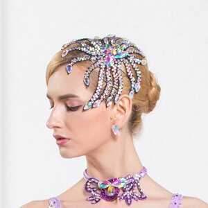 シルバー ヘッドピース ヘッドドレス ヘッドアクセサリー ラインストーン 社交ダンス用アクセサリー ラテン衣装ヘアアクセサリー