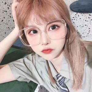 フ オルチャン 韓国 すっぴん隠し 大きめサイズ おしゃれ女子 カット ブルーライト めがね 四角 スクエア フレーム 透明 クリア