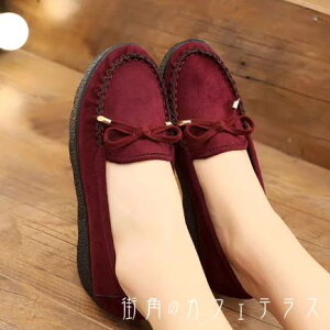 シ きれいめ 大人可愛い 可愛い スエード生地 リボン 丸トゥ ラウンドトゥ ウェッジソール シューズ 靴 スリッポン 3色 パンプス