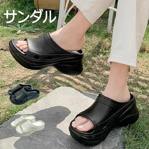 軽量 滑らない 防滑 シンプル ビーチ デイリー オープントゥで脱げづらい 非常に軽い素材 で足長に見える 厚底5cm レディース