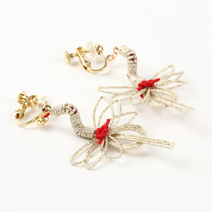 楽天市場】鶴 ピアス イヤリング 水引 和風 鶴アクセサリー 金属 
