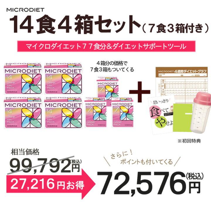 楽天市場】【公式】マイクロダイエット14食4箱セット(7食3箱付き 
