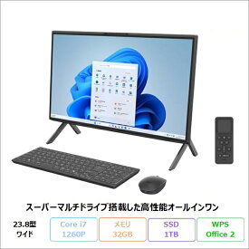 富士通 FMV F76-K1 一体型 デスクトップ パソコン FMVF76K1BZ Windows11 Office付き Core i7-1260P メモリ32GB SSD1TB 23.8インチ 再生品Sランク