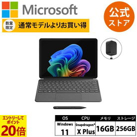【エントリーでポイント20倍】 【数量限定】特別モデル Surface Pro 12 インチ プラチナ Snapdragon® X Plus/16/256 + キーボード（スリムペン付き）ストーン グレー + 45W USB-C 充電器 EP2-46399 Windows 11 Home
