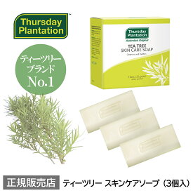 【0のつく日ポイント10倍対象商品】ティーツリー スキンケアソープ3個入 Thursday Plantation | 洗顔石鹸 洗顔せっけん 洗顔 毛穴 黒ずみ 無添加 背中ニキビ ティートゥリー ティ―ツリー ニキビケア ニキビ肌 敏感肌 石鹸 洗顔料 ティーツリーオイル 汗 ニオイ 体臭 皮脂