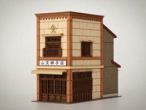 1/150 3軒続きの看板建築 C カラーVer.【梅桜堂・ST-005-15C】「鉄道模型 1/150 梅桜堂」