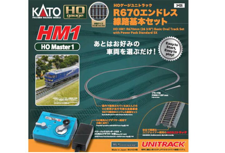 楽天市場】HOゲージユニトラック HM1 R670エンドレス線路基本セット 