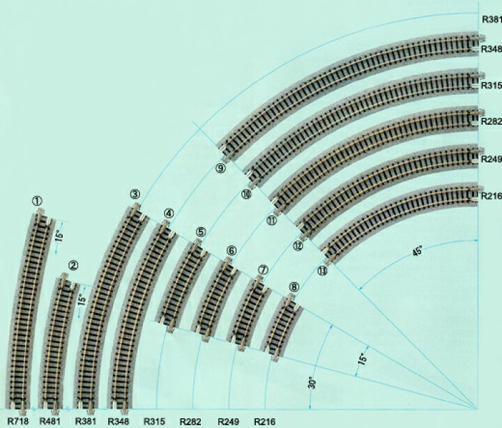 楽天市場】曲線線路R216-45°【KATO・20-170】「鉄道模型 Nゲージ カトー」 : ミッドナイン