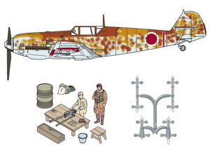 48995 1/48 ���b�T�[�V���~�b�g Bf 109 E-7 ���{���R w/������i�Z�b�g(2)(�p�C���b�g&�������t�B�M���A&�i�m�E�A���B�G�[�V�����V�[�g�x���g+�^�~��