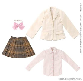 45 ブレザー制服set アイボリー×ブラウンチェック(ドール用) 1/3スケール