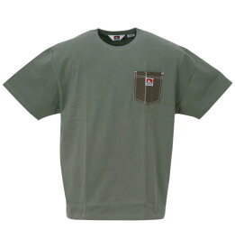 大きいサイズ メンズ 布帛ポケット半袖Tシャツ BEN DAVIS ベン デイビス カーキ 3L 4L 5L 6L