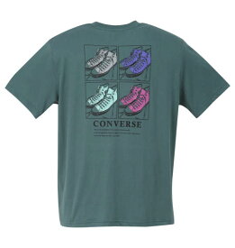 大きいサイズ メンズ シューズプリント半袖Tシャツ CONVERSE (ブルーグリーン) (3L 4L 5L)