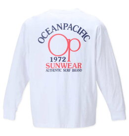 大きいサイズ メンズ 天竺長袖Tシャツ オーシャンパシフィック OCEAN PACIFIC ホワイト 3L 4L 5L 6L 8L