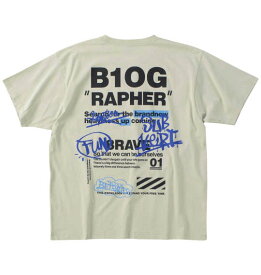 【新作・新着商品！】 大きいサイズ メンズ ビッグロゴグラフィティ半袖Tシャツ b-one-soul グリーングレー 3L 4L 5L 6L