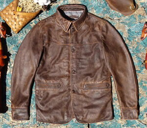 秋冬 新品  茶芯牛革 レトロ 本革 ユーズド加工 ライダースジャケット 革ジャン 革コート S〜5XL  ブラウン