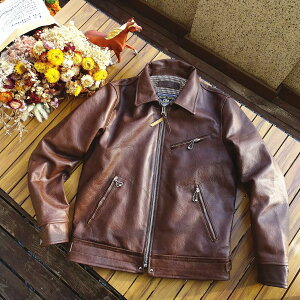 メンズ馬革 レザージャケット 本革 ホースハイド 革ジャン バイクレザー アメカジ メンズ S〜5XL