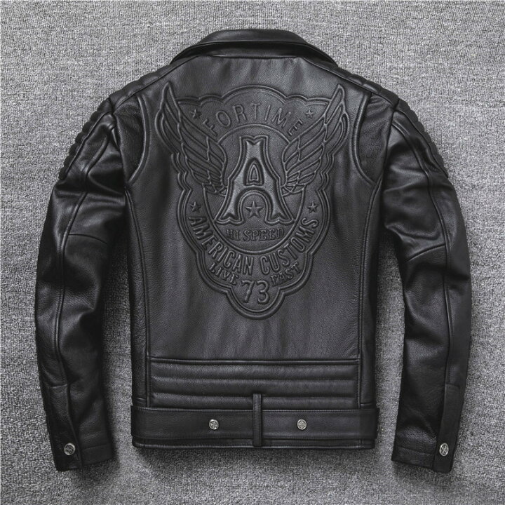 楽天市場】レザージャケット 上品 本革 ドクロ カウハイド ライダース 