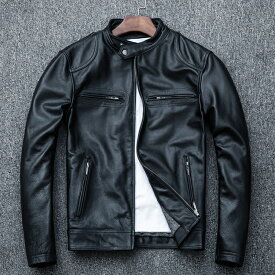 レザージャケット 上品　本革 牛革　ライダースジャケット メンズファッション バイクジャケット 　革ジャン S～4XL