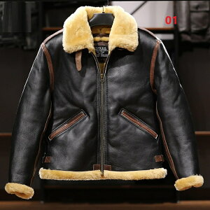 フライトジャケット ムートン 羊革+馬革 毛皮一体 男女兼用 シープスキン+ホースハイド ブルゾン コート 本革 天然革 国産革 S〜3XL