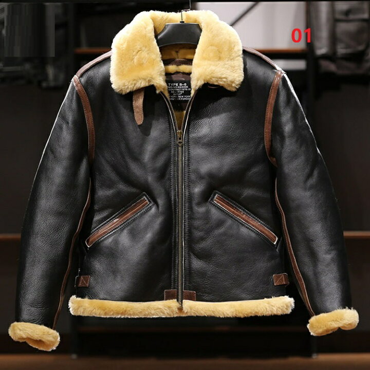 楽天市場】フライトジャケット ムートン 羊革+馬革 毛皮一体 男女兼用  