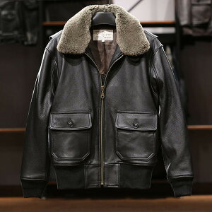 秋冬 上品 G1フライトジャケット メンズ ミリタリージャケット 空軍 カジュアル 羊革 本革 ウール 襟取り外し可能 革ジャン S〜XXL黒