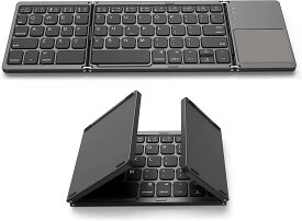 Bluetooth キーボード 折りたたみ式 タッチパッド付き ミニ 無線 薄型 ワイヤレスキーボー タブレット/スマホ/パソコン適用 USB充電iPad iPhone Android/Windows/Mac/iOS 対応 機能キー付き ポータブル 超軽量 持ち運び 外出 ビジネス テレワーク スマホ タブレット