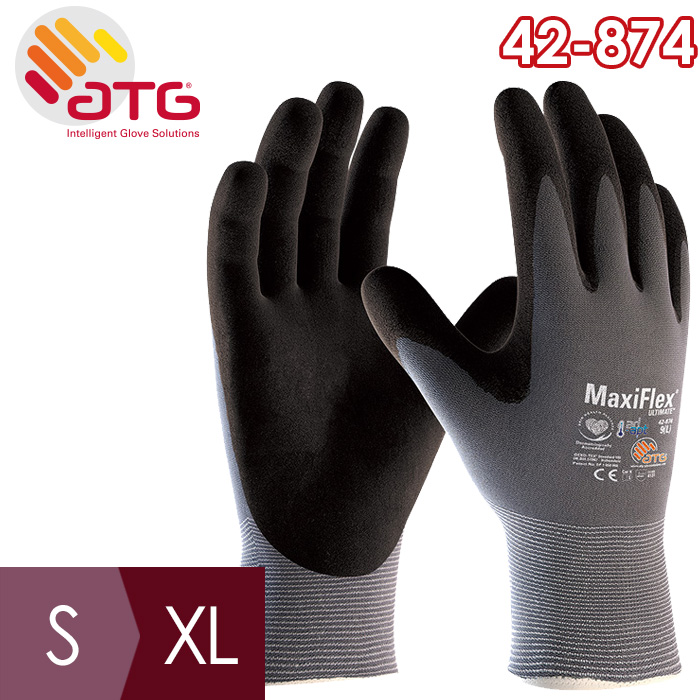 AD-APT R テクノロジーは暑さや湿度から手を守り 作業効率を維持します ATG MaxiFlex Ultimate 42-874 スピード対応 全国送料無料 マキシフレックスアルティメイト メンテナンス等 L 通気 高級品 M 精密作業手袋 組立作業 XL S