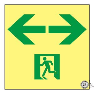 日本緑十字社 高輝度蓄光式避難誘導ステッカー標識 ASN963 120mm角 377963