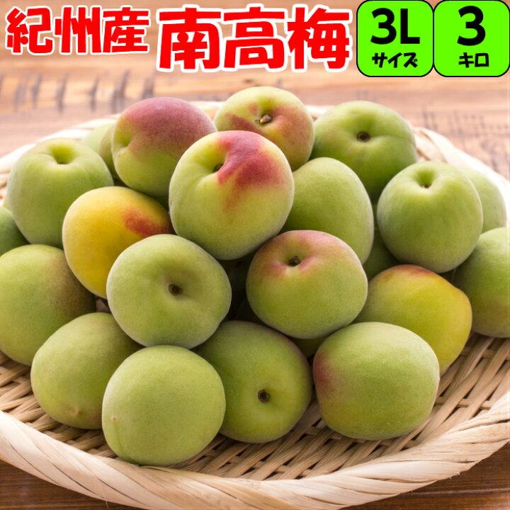 楽天市場】【秀品】 (半熟梅) 紀州南高梅 3L サイズ 3kg 数量限定 