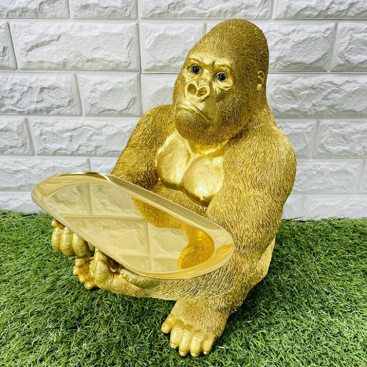 楽天市場】金ゴリラ 小物置き台付き 巨大ゴールデンゴリラ woobia  