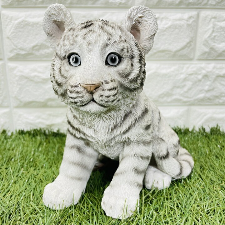 楽天市場】かわいい 置物 動物 白トラ 虎 ホワイトタイガー 右向き 