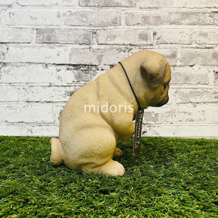 楽天市場 おじぎパグ 子 犬 置物 可愛い リアル アニマルオブジェ インテリア かわいいいぬ 動物 子犬 仔犬 ガーデンオーナメント 玄関先 庭 雑貨 ミドリス 楽天市場店