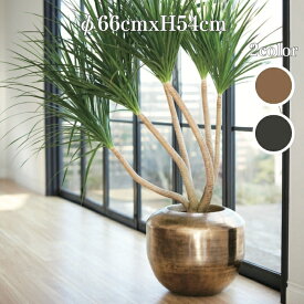 植木鉢 おしゃれ 大型 鉢カバー アンワール アリフ L 22号 幅66cm 高さ54cm アルミニウム製 室内専用 高級 丸型 ゴールド ブラック 北欧 観葉植物用 サボテン 特大 インテリア プランター 深型